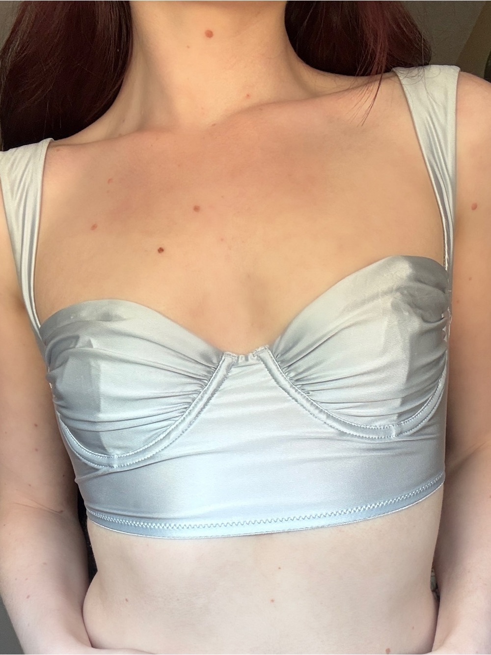 Urban Outfitters Satin Longline Bralette - Silver